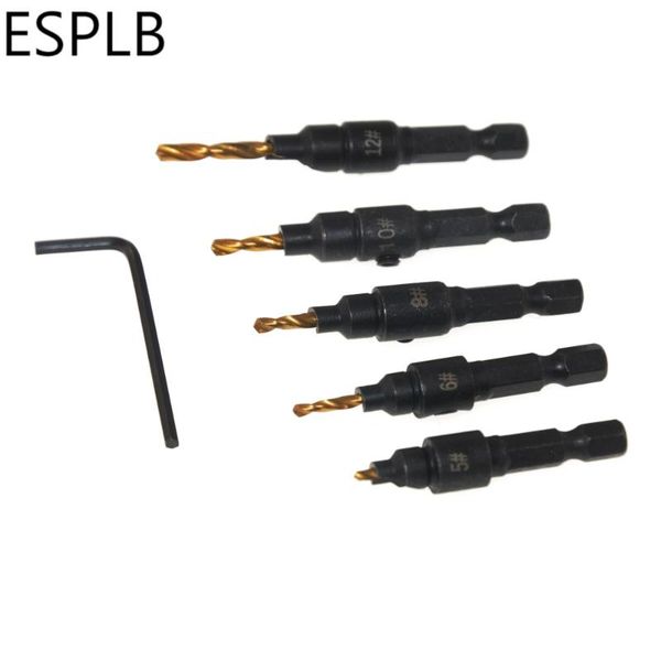 esplb 5pcs countersink drill bit counterbore for hss drill woodworking set pilot holes screw drilling #5 #6 #8 #10 #12
esplb 5pcs countersink drill bit counterbore for hss drill woodworking set pilot holes screw drilling #5 #6 #8 #10 #12