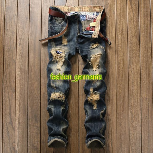 fashion mens hole jeans straight slim european and american street style jeans stylist personality hole trousers, Blue
fashion mens hole jeans straight slim european and american street style jeans stylist personality hole trousers, Blue