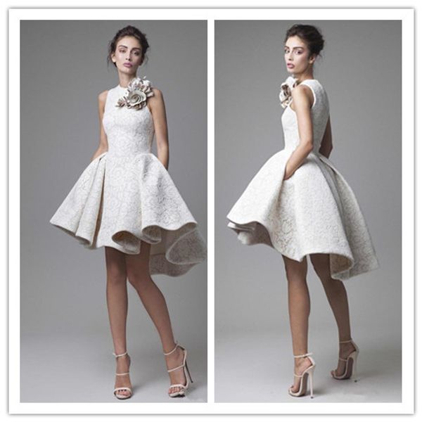 lace wedding dresses krikor jabotian jewel sleeveless high low wedding dresses short a-line beach bridal gowns with flower, White
lace wedding dresses krikor jabotian jewel sleeveless high low wedding dresses short a-line beach bridal gowns with flower, White