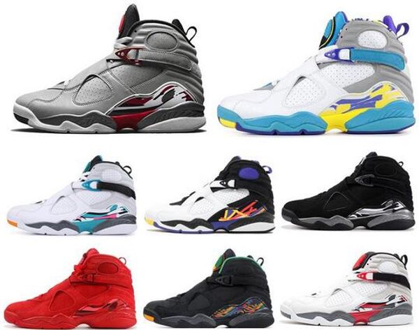 aqua 8 8s men basketball shoes reflective bugs bunny chrome valentines day 3peat playoff raid mens trainer sports sneakers 7-13