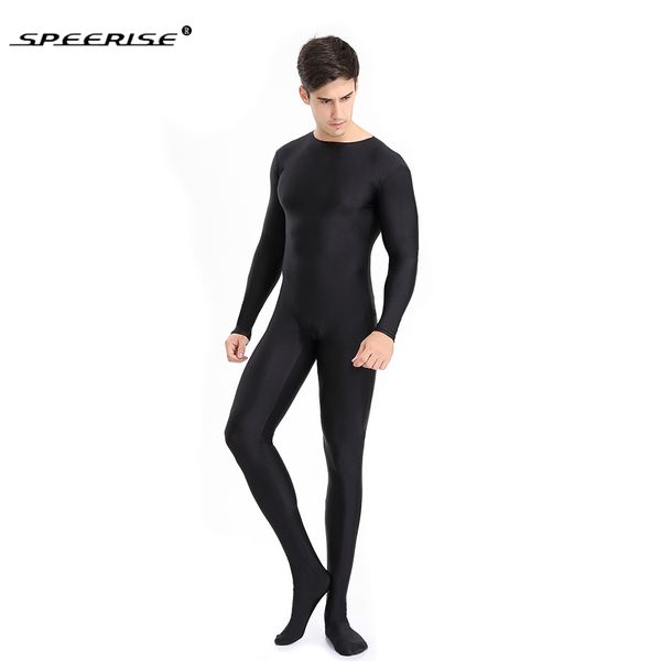 

speerise halloween full body zentai black lycra spandex footed skinny tight jumpsuits for women unitards man cosplay costumes