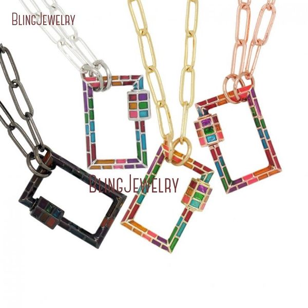 rectangle screw clasp lock charmholder necklace enamel gold inlaylock zircon necklace nm30599, Silver
rectangle screw clasp lock charmholder necklace enamel gold inlaylock zircon necklace nm30599, Silver