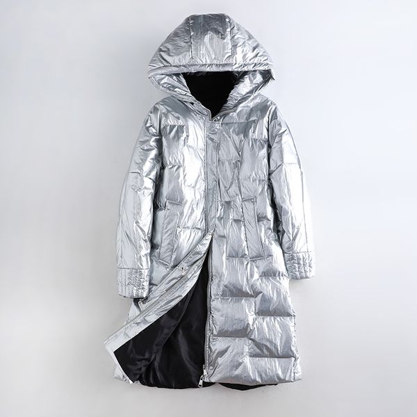 down jackets women hooded new winter long female white duck down silver coats, Black
down jackets women hooded new winter long female white duck down silver coats, Black