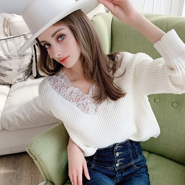 dabuwawa romantic lace v neck casual pullover sweater women streetwear long sleeve basic ladies sweaters female dt1akt002, White;black
dabuwawa romantic lace v neck casual pullover sweater women streetwear long sleeve basic ladies sweaters female dt1akt002, White;black
