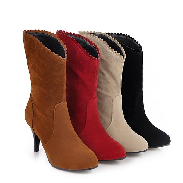 pqecfs big size 31-44 winter fasion women flock solid thin high heel mid-calf riding boots 4 colors, Black
pqecfs big size 31-44 winter fasion women flock solid thin high heel mid-calf riding boots 4 colors, Black