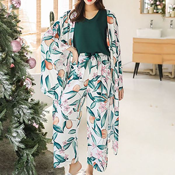 4 pieces/set women spring autumn pajamas green print soft sleepwear bohemia loose casual home clothes flower nightwear suit, Black;red
4 pieces/set women spring autumn pajamas green print soft sleepwear bohemia loose casual home clothes flower nightwear suit, Black;red