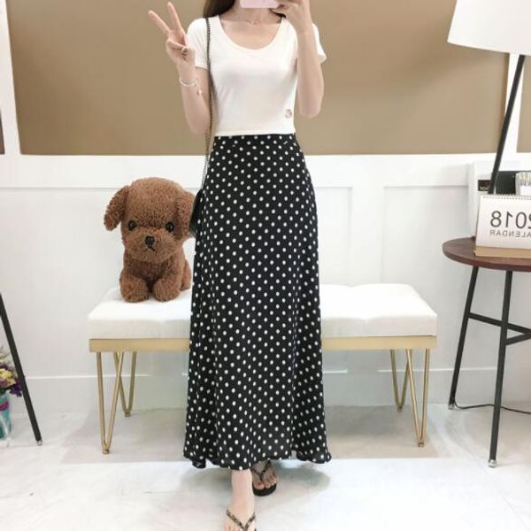 vintage polka dots maxi skirt summer style high waist skirts womens elegant black white skirt long dv803
vintage polka dots maxi skirt summer style high waist skirts womens elegant black white skirt long dv803