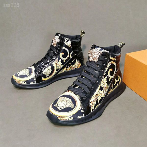 european station high-men's shoes winter printing casual sports gao bang board shoes lace-up leather tide, Black
european station high-men's shoes winter printing casual sports gao bang board shoes lace-up leather tide, Black