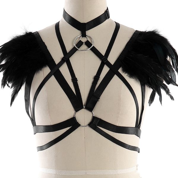 feather cage bra harness epaulette shoulder wings crop steampunk festival burning plus size wedding halloween lingerie, Black;white
feather cage bra harness epaulette shoulder wings crop steampunk festival burning plus size wedding halloween lingerie, Black;white
