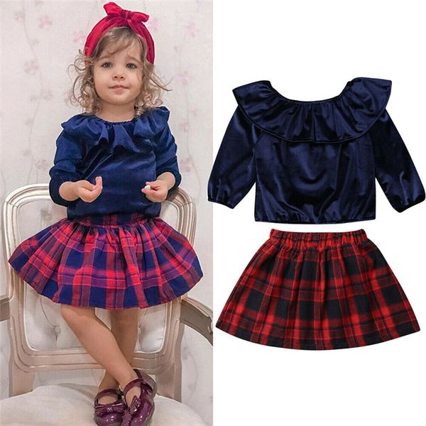 2-7y toddler kids baby girl velvet long sleeve ruffle t-shirt plaid skirts autumn winter outfits girl clothes 2pcs set
2-7y toddler kids baby girl velvet long sleeve ruffle t-shirt plaid skirts autumn winter outfits girl clothes 2pcs set