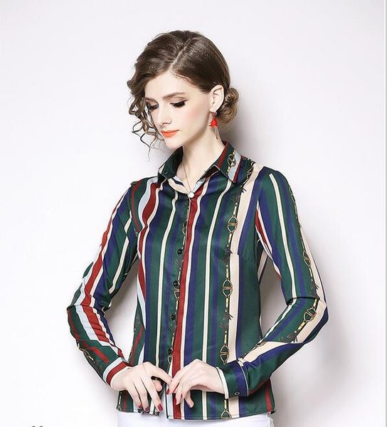 2019 colorful vertical stripes shirt street style shirt lapel neck slim fit contrast color temperament long sleeve shirt women spring shirts, White
2019 colorful vertical stripes shirt street style shirt lapel neck slim fit contrast color temperament long sleeve shirt women spring shirts, White