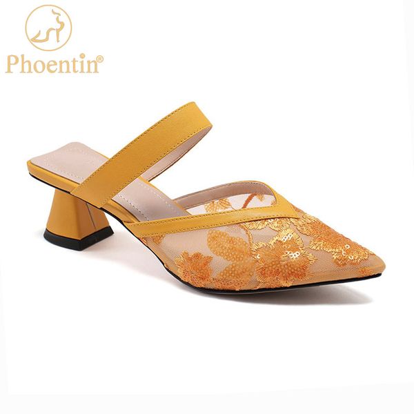 phoentin yellow without back shoes mesh women's slipper sandals female slippers flip flops embroidery flower middle heels ft1013, Black
phoentin yellow without back shoes mesh women's slipper sandals female slippers flip flops embroidery flower middle heels ft1013, Black