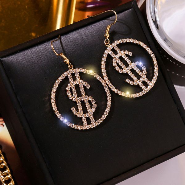unique design us dollar money $ drop crystal earrings for women round earrings for women trendy jewelry gifts, Silver
unique design us dollar money $ drop crystal earrings for women round earrings for women trendy jewelry gifts, Silver