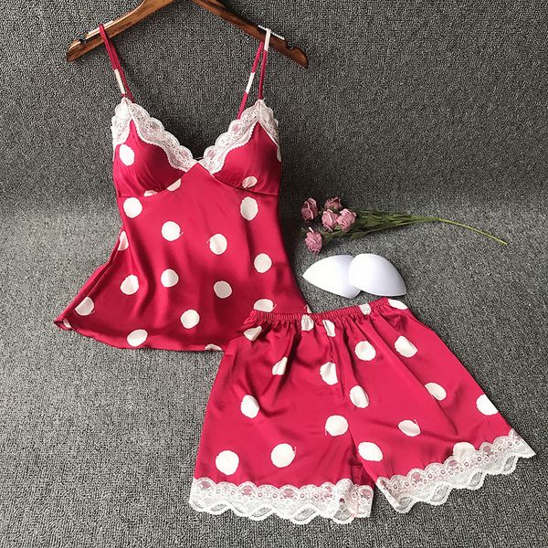 polka dot spaghetti strap pajamas for women silk night suits satin pyjamas women pijama with chest pad lingerie sleepwear, Black;red
polka dot spaghetti strap pajamas for women silk night suits satin pyjamas women pijama with chest pad lingerie sleepwear, Black;red