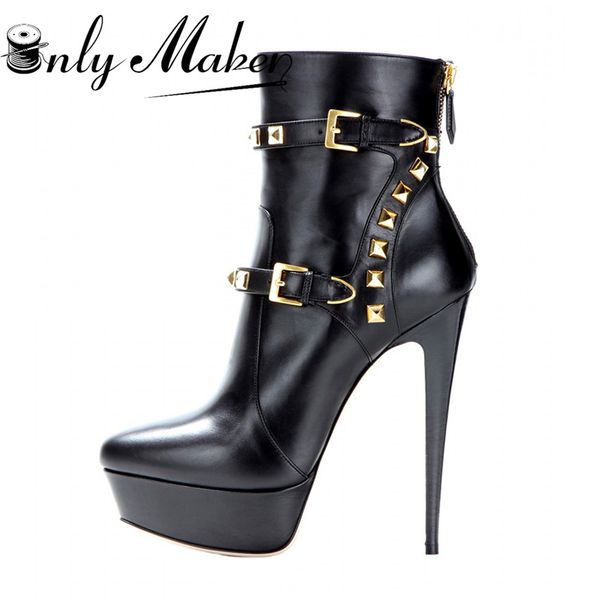 onlymaker women's ankle boots shoes 16cm high thin heel 4cm platform fashion heels boots metal plates buckle size us5~us15, Black
onlymaker women's ankle boots shoes 16cm high thin heel 4cm platform fashion heels boots metal plates buckle size us5~us15, Black