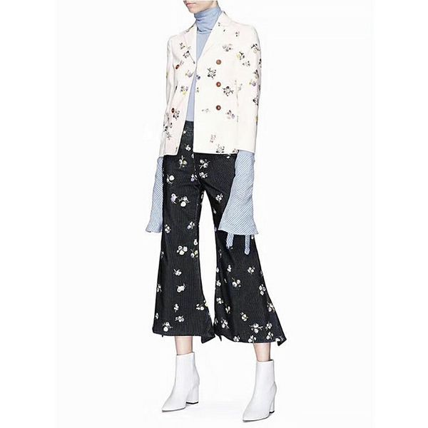 floral print corduroy blazer/flares suit black/cream blossom cotton tailored jacket double breasted blazer/bell-bottoms twinset, White;black
floral print corduroy blazer/flares suit black/cream blossom cotton tailored jacket double breasted blazer/bell-bottoms twinset, White;black