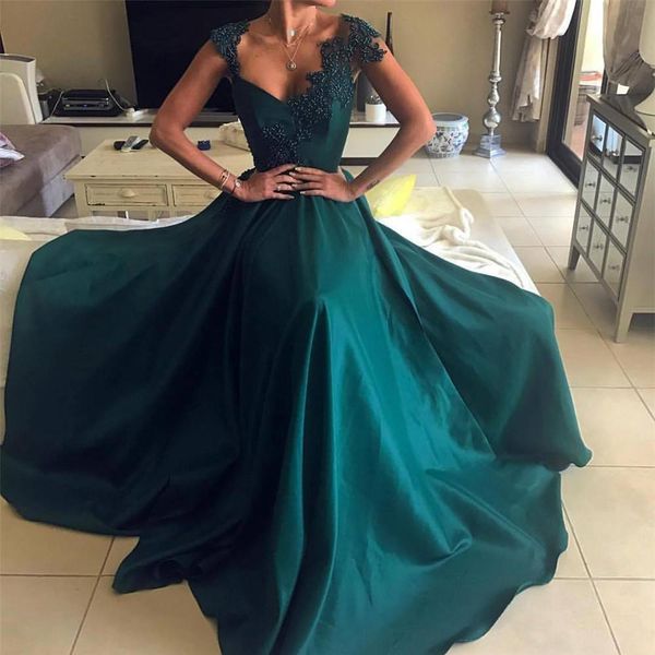 dark green prom dress beaded lace satin a line floor lenght long formal occasion dresses women party gowns plus size, Black
dark green prom dress beaded lace satin a line floor lenght long formal occasion dresses women party gowns plus size, Black