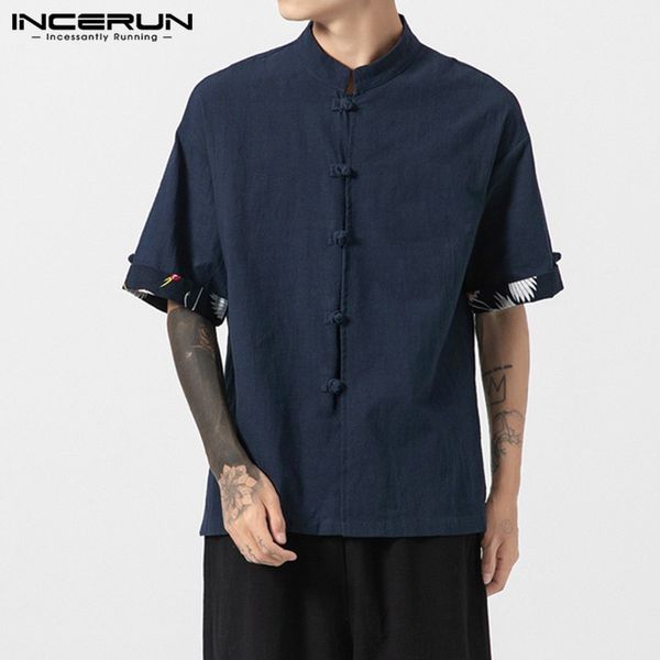 incerun chinese style men shirt patchwork short sleeve casual vintage button cotton brand shirts streetwear stand collar chemise, White;black
incerun chinese style men shirt patchwork short sleeve casual vintage button cotton brand shirts streetwear stand collar chemise, White;black