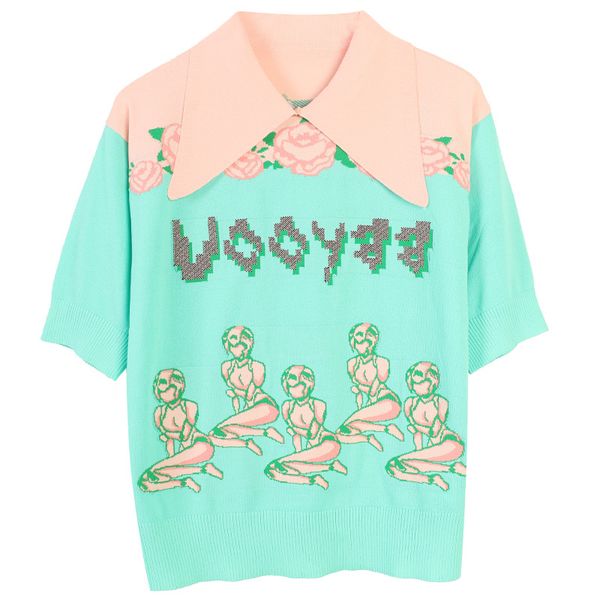 gruiiceen summer knit sweater women short sleeve floral embroidery sweaters pullovers turn down collar, White;black
gruiiceen summer knit sweater women short sleeve floral embroidery sweaters pullovers turn down collar, White;black