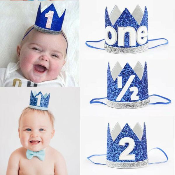 

Baby Girl Boy Kids Half 1/2 First Second Birthday Crown Party Headband Props