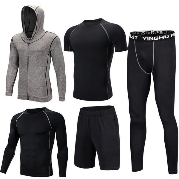 men fashion sportswear set 5pcs quick dry fitness legging o-neck hooded daily outwear running gym pants trousers, Gray
men fashion sportswear set 5pcs quick dry fitness legging o-neck hooded daily outwear running gym pants trousers, Gray