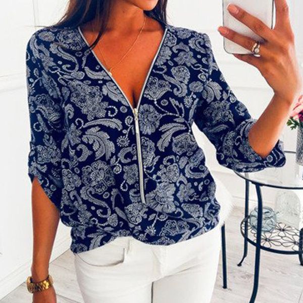 women blouses 2020 spring elegant long sleeve print v-neck blouse female work zipper shirts plus size 5xl mujer blusa, White
women blouses 2020 spring elegant long sleeve print v-neck blouse female work zipper shirts plus size 5xl mujer blusa, White