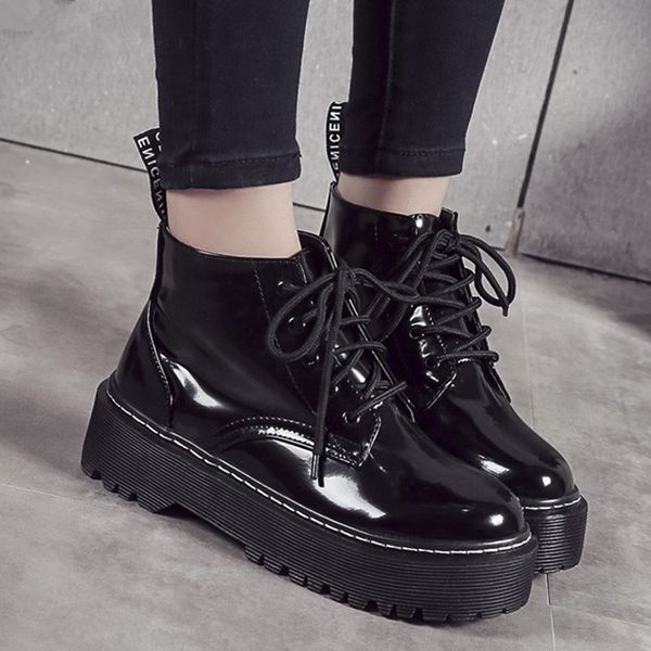 casual lace-up winter plush warm women rain boots leather snow flats heel platform female motorcycle shoes ankle tenis feminino, Black
casual lace-up winter plush warm women rain boots leather snow flats heel platform female motorcycle shoes ankle tenis feminino, Black