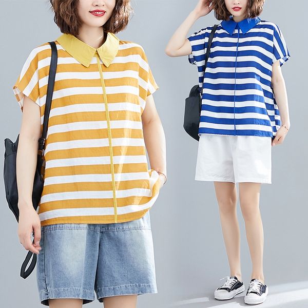 summer 2020 shirt casual loose slim age-reducing large lapel striped shirt women's short sleeve thin, White
summer 2020 shirt casual loose slim age-reducing large lapel striped shirt women's short sleeve thin, White