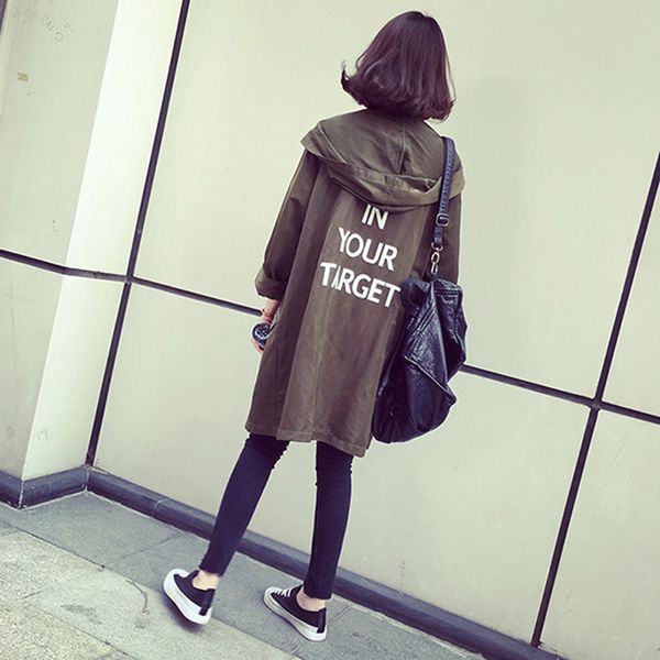 2020 new women's harajuku letters print outwear hooded windbreaker casual coat women trench autumn slim trench female clothing, Tan;black 
2020 new women's harajuku letters print outwear hooded windbreaker casual coat women trench autumn slim trench female clothing, Tan;black