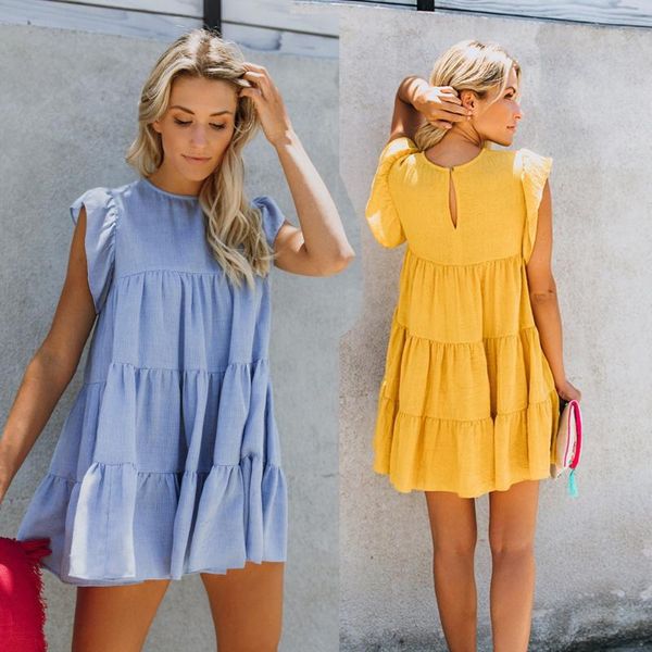 2020 new fashion summer women loose dresses sweet butterfly sleeve o-neck mini dress comfortable yellow white blue dress, Black;gray
2020 new fashion summer women loose dresses sweet butterfly sleeve o-neck mini dress comfortable yellow white blue dress, Black;gray