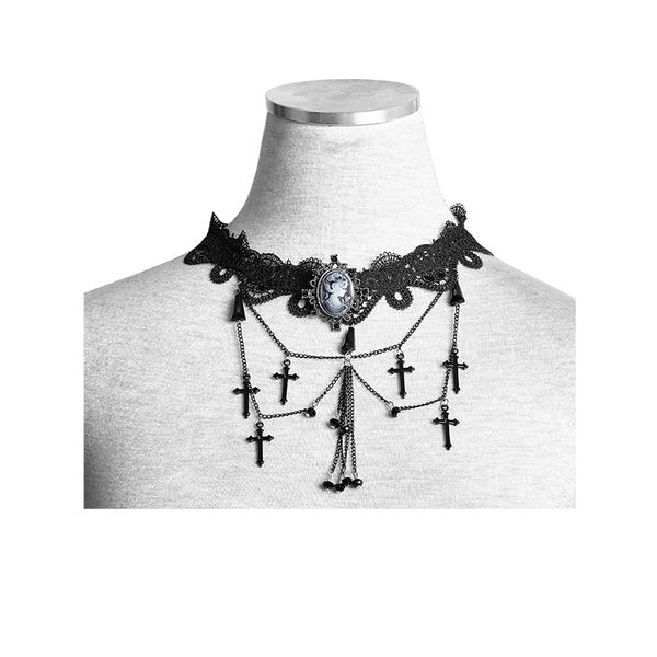 punk rave women's gothic cross necklace lace metal chain lolita dark vampires style women accessories, Silver
punk rave women's gothic cross necklace lace metal chain lolita dark vampires style women accessories, Silver