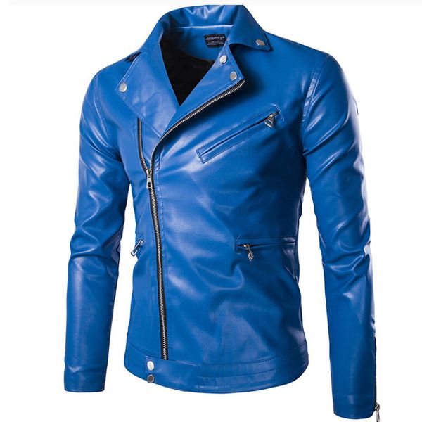 mens jakcets fashion stand collar motorcycle leather clothing men's zipper leather jacket male outerwear blue & suede m-5xl, Black