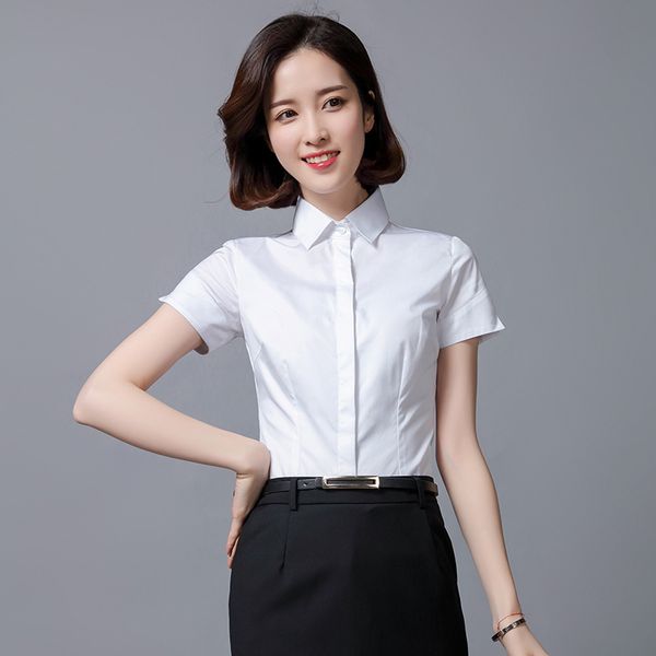 short-sleeved shirt female professional women's blouses shirts summer white slim cotton shirt
short-sleeved shirt female professional women's blouses shirts summer white slim cotton shirt