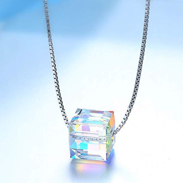 square crystal women's square crystal pendant necklace simple clavicle necklace valentine's day gift, Silver
square crystal women's square crystal pendant necklace simple clavicle necklace valentine's day gift, Silver