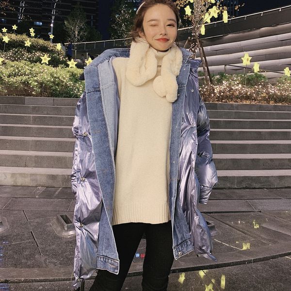 lucyever new glossy waterproof female jacket parka 2019 winter jacket women fashion thick denim patchwork warm cotton coat woman, Black
lucyever new glossy waterproof female jacket parka 2019 winter jacket women fashion thick denim patchwork warm cotton coat woman, Black