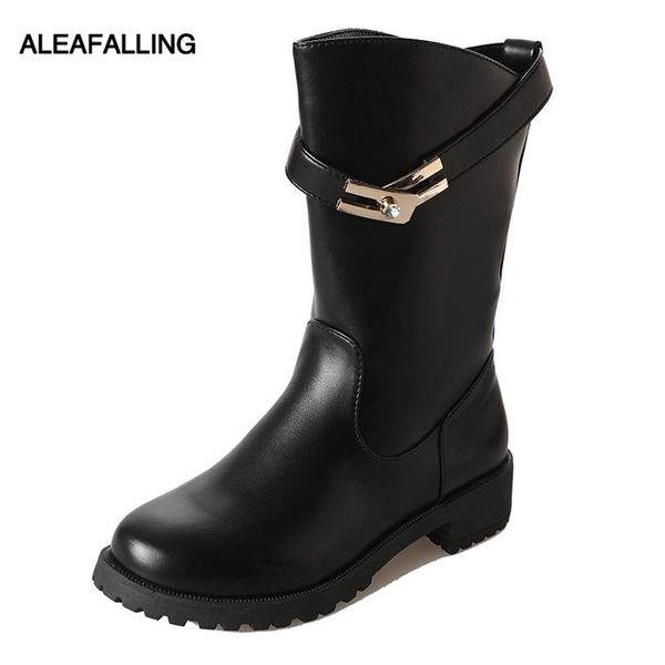 aleafalling women's boots mid-calf winter boots buckle soft leather girl's platform autumn winter warm girl shoes wbt316, Black
aleafalling women's boots mid-calf winter boots buckle soft leather girl's platform autumn winter warm girl shoes wbt316, Black