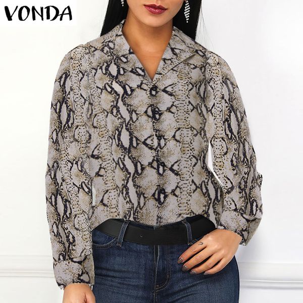 vonda 2019 autumn women snake print blouses long sleeves lapel neck snakeskin shirts high street women fall fashion 5xl, White
vonda 2019 autumn women snake print blouses long sleeves lapel neck snakeskin shirts high street women fall fashion 5xl, White