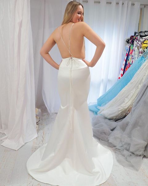 backless spaghetti strap v neck satin dress long a line formal gowns dresses gown bridesmaid party dresses, White
backless spaghetti strap v neck satin dress long a line formal gowns dresses gown bridesmaid party dresses, White