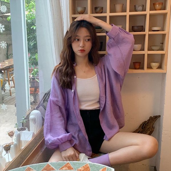 sunscreen thin long sleeve women lantern shirt shirt 2020 purple lantern sleeve sunscreen coat, White
sunscreen thin long sleeve women lantern shirt shirt 2020 purple lantern sleeve sunscreen coat, White