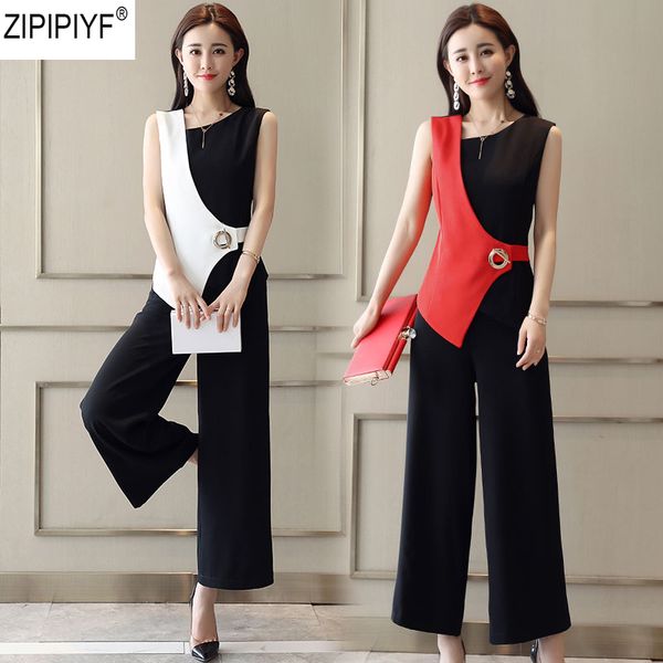 2 piece set and pants summer elegant office women o-neck sleeveless patchwork blouse + ankle-length wide leg pant suit c1396, White
2 piece set and pants summer elegant office women o-neck sleeveless patchwork blouse + ankle-length wide leg pant suit c1396, White