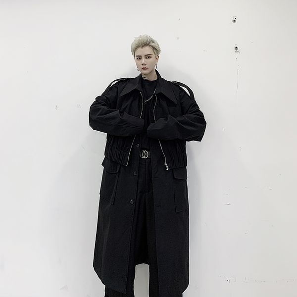 male women japan street hip hop punk loose jacket men 2 pieces splice long trench coat outerwear windbreaker overcoat, Tan;black
male women japan street hip hop punk loose jacket men 2 pieces splice long trench coat outerwear windbreaker overcoat, Tan;black