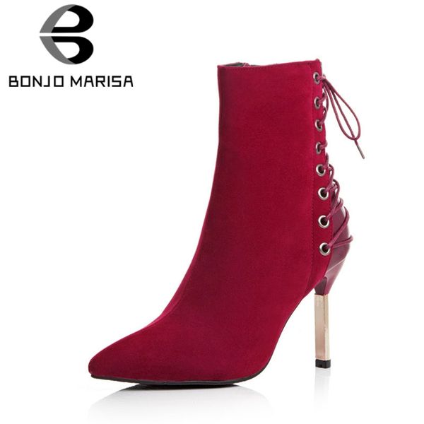 bonjomarisa new elegant women ankle boots big size 33-43 pointed toe thin high heels lace up boots female shoes woman, Black
bonjomarisa new elegant women ankle boots big size 33-43 pointed toe thin high heels lace up boots female shoes woman, Black