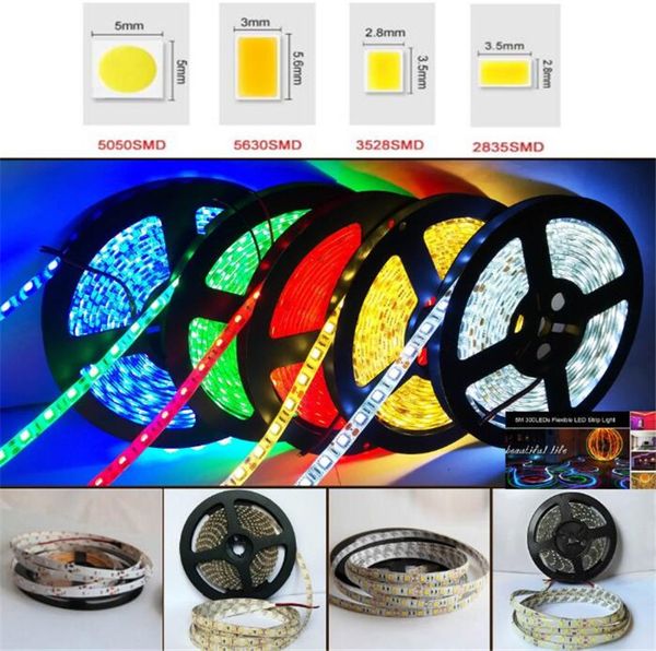 Led Strip Light 5050 5630 2835 Flexible Rope Light 5m 60leds/m 300led Smd 12v Lamp For Home Kitchen Under Cabinet