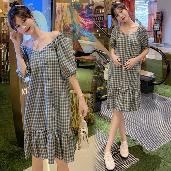 maternity dresses 9130# dress summer cotton plaid short sleeve loose stylish for pregnant women mom, White
maternity dresses 9130# dress summer cotton plaid short sleeve loose stylish for pregnant women mom, White