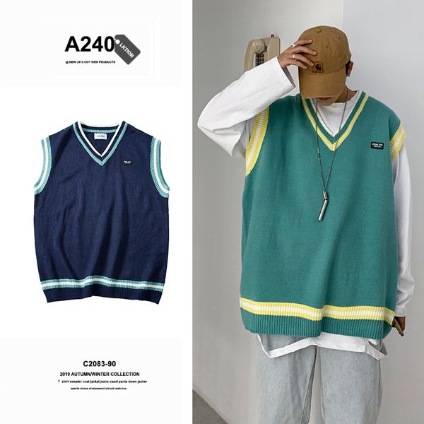 autumn new sweater vest men fashion contrast color casual v-neck knit sweter men street loose pullover vest sweaters man clothes, Black;white
autumn new sweater vest men fashion contrast color casual v-neck knit sweter men street loose pullover vest sweaters man clothes, Black;white