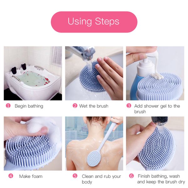 silicone body cleaning brush shower bath back scrubber with long handle deep cleansing massage brush bathroom accesories
silicone body cleaning brush shower bath back scrubber with long handle deep cleansing massage brush bathroom accesories