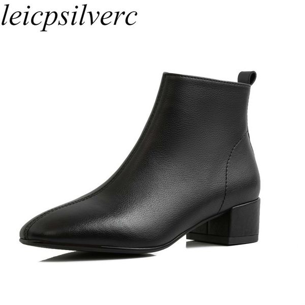 women boots autumn winter warm ankle shoes pu med heel zip square toe 2019 motorcycle fashion wedding white big size34-43, Black
women boots autumn winter warm ankle shoes pu med heel zip square toe 2019 motorcycle fashion wedding white big size34-43, Black