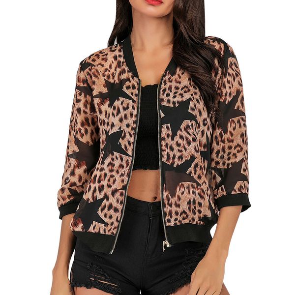autumn and winter women's jacket coat leopard print three quarter baseball outwear basic jacket zipper chaquetas mujer 2019, Black;brown
autumn and winter women's jacket coat leopard print three quarter baseball outwear basic jacket zipper chaquetas mujer 2019, Black;brown