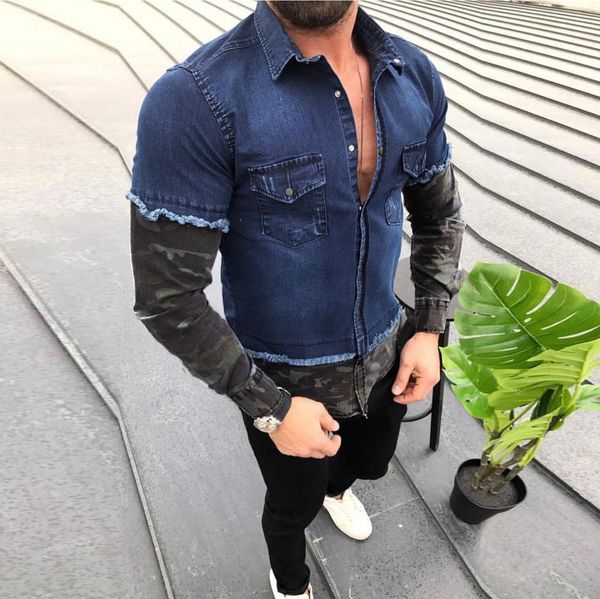 kancoold 2019 men fashion camouflage patchwork shirt men's shirt men casual panel button down denim blouse nov12, White;black
kancoold 2019 men fashion camouflage patchwork shirt men's shirt men casual panel button down denim blouse nov12, White;black