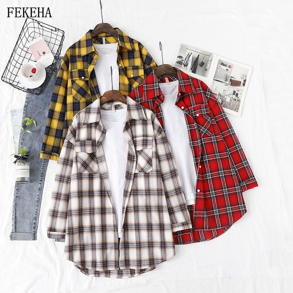 autumn women loose oversized plaid blouse long sleeve female casual shirts cotton blusas two pockets high quanlity outwear, White
autumn women loose oversized plaid blouse long sleeve female casual shirts cotton blusas two pockets high quanlity outwear, White